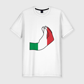 Мужская футболка хлопок Slim с принтом Италия в Екатеринбурге, 92% хлопок, 8% лайкра | приталенный силуэт, круглый вырез ворота, длина до линии бедра, короткий рукав | among us impasta | italy | италия | италияфинал | че2021 | чемпионевропы