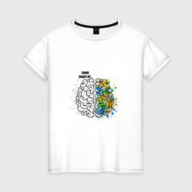 Женская футболка хлопок с принтом Синк Эбаут Ит в Екатеринбурге, 100% хлопок | прямой крой, круглый вырез горловины, длина до линии бедер, слегка спущенное плечо | алгебра | арт | геометрия | краски | математика | мем | мозги | прикол. | учителю