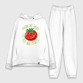 Женский костюм хлопок Oversize с принтом Tomatoes в Екатеринбурге,  |  | green | greenpaece | nature | sport | vegan | yoga | веган | вегетарианец | гринпис | еда | животные | жизнь | здоровье | зеленый | йога | мир | овощи | пища | планета | помидор | природа | растение | спорт | тело | фрукты