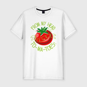 Мужская футболка хлопок Slim с принтом Tomatoes в Екатеринбурге, 92% хлопок, 8% лайкра | приталенный силуэт, круглый вырез ворота, длина до линии бедра, короткий рукав | green | greenpaece | nature | sport | vegan | yoga | веган | вегетарианец | гринпис | еда | животные | жизнь | здоровье | зеленый | йога | мир | овощи | пища | планета | помидор | природа | растение | спорт | тело | фрукты