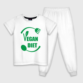 Детская пижама хлопок с принтом Vegan Diet в Екатеринбурге, 100% хлопок |  брюки и футболка прямого кроя, без карманов, на брюках мягкая резинка на поясе и по низу штанин
 | green | greenpaece | nature | sport | vegan | yoga | веган | вегетарианец | гринпис | диета | еда | животные | жизнь | здоровье | зеленый | йога | мир | овощи | пища | планета | природа | растение | спорт | тело | фрукты