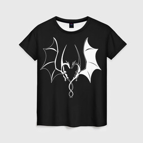 Женская футболка 3D с принтом сердце дракона  в Екатеринбурге, 100% полиэфир ( синтетическое хлопкоподобное полотно) | прямой крой, круглый вырез горловины, длина до линии бедер | дракон | любовь | сердце | тату | черно белый