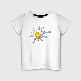 Детская футболка хлопок с принтом яичница глазунья в Екатеринбурге, 100% хлопок | круглый вырез горловины, полуприлегающий силуэт, длина до линии бедер | глазунья | еда | желток | завтрак | яичница