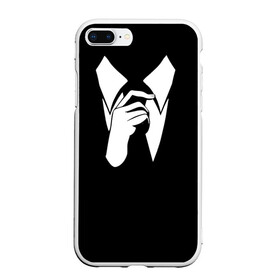 Чехол для iPhone 7Plus/8 Plus матовый с принтом Смокинг | Поправляю галстук в Екатеринбурге, Силикон | Область печати: задняя сторона чехла, без боковых панелей | Тематика изображения на принте: анонимус. | галстук | люди в чёрном | минимализм | рубашка | строгость