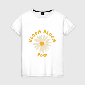 Женская футболка хлопок с принтом THE BOYZ Bloom Bloom Pow Cute  в Екатеринбурге, 100% хлопок | прямой крой, круглый вырез горловины, длина до линии бедер, слегка спущенное плечо | 3racha | bts | bts idol | drake | exid hot pink | ikon | kpop | sleepy baby wolf | stay gold | the boyz bloom bloom pow cute retro lyrics | кейпоп | корейская музыка | корея | кпоп | поп