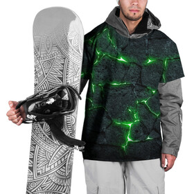 Накидка на куртку 3D с принтом ЗЕЛЁНОЕ ИЗЛУЧЕНИЕ в Екатеринбурге, 100% полиэстер |  | Тематика изображения на принте: иллюстрация | камни | неон | свечение | текстура | трещина | щель