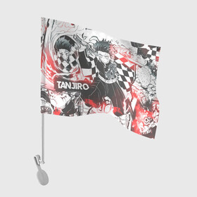 Флаг для автомобиля с принтом Танжиро в Екатеринбурге, 100% полиэстер | Размер: 30*21 см | anime | kimetsu no yaiba | аниме | анимэ | клинок рассекающий демонов