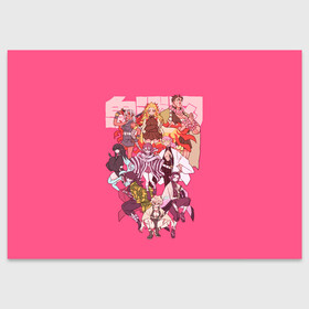 Поздравительная открытка с принтом Slayers on pink в Екатеринбурге, 100% бумага | плотность бумаги 280 г/м2, матовая, на обратной стороне линовка и место для марки
 | Тематика изображения на принте: anime | kimetsu no yaiba | аниме | анимэ | клинок рассекающий демонов