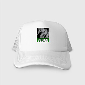 Кепка тракер с сеткой с принтом Vegan Elephant в Екатеринбурге, трикотажное полотно; задняя часть — сетка | длинный козырек, универсальный размер, пластиковая застежка | elephant | green | greenpaece | nature | sport | vegan | yoga | веган | вегетарианец | гринпис | еда | животные | жизнь | здоровье | зеленый | йога | мир | овощи | пища | планета | природа | растение | слон | спорт | тело | фрукты