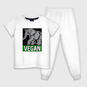 Детская пижама хлопок с принтом Vegan Elephant в Екатеринбурге, 100% хлопок |  брюки и футболка прямого кроя, без карманов, на брюках мягкая резинка на поясе и по низу штанин
 | elephant | green | greenpaece | nature | sport | vegan | yoga | веган | вегетарианец | гринпис | еда | животные | жизнь | здоровье | зеленый | йога | мир | овощи | пища | планета | природа | растение | слон | спорт | тело | фрукты