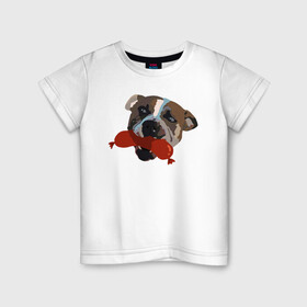 Детская футболка хлопок с принтом Амстафф в Екатеринбурге, 100% хлопок | круглый вырез горловины, полуприлегающий силуэт, длина до линии бедер | amstaff | американский стаффордширский терьер | амстафф | аст | собака | сосиска | стафф | стаффорд