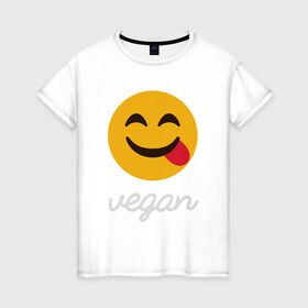 Женская футболка хлопок с принтом Vegan Smile в Екатеринбурге, 100% хлопок | прямой крой, круглый вырез горловины, длина до линии бедер, слегка спущенное плечо | green | greenpaece | nature | sport | vegan | yoga | веган | вегетарианец | гринпис | еда | животные | жизнь | здоровье | зеленый | йога | мир | овощи | пища | планета | природа | растение | спорт | тело | улыбка | фрукты