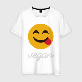 Мужская футболка хлопок с принтом Vegan Smile в Екатеринбурге, 100% хлопок | прямой крой, круглый вырез горловины, длина до линии бедер, слегка спущенное плечо. | green | greenpaece | nature | sport | vegan | yoga | веган | вегетарианец | гринпис | еда | животные | жизнь | здоровье | зеленый | йога | мир | овощи | пища | планета | природа | растение | спорт | тело | улыбка | фрукты
