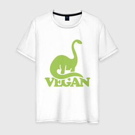 Мужская футболка хлопок с принтом Dino Vegan в Екатеринбурге, 100% хлопок | прямой крой, круглый вырез горловины, длина до линии бедер, слегка спущенное плечо. | Тематика изображения на принте: green | greenpaece | nature | sport | vegan | yoga | веган | вегетарианец | гринпис | динозавр | еда | животные | жизнь | здоровье | зеленый | йога | мир | овощи | пища | планета | природа | растение | спорт | тело | фрукты
