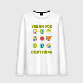 Мужской лонгслив хлопок с принтом Vegan For Everything в Екатеринбурге, 100% хлопок |  | green | greenpaece | nature | sport | vegan | yoga | веган | вегетарианец | гринпис | еда | животные | жизнь | здоровье | зеленый | йога | мир | овощи | пища | планета | природа | растение | спорт | тело | фрукты