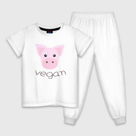 Детская пижама хлопок с принтом Pig Vegan в Екатеринбурге, 100% хлопок |  брюки и футболка прямого кроя, без карманов, на брюках мягкая резинка на поясе и по низу штанин
 | Тематика изображения на принте: green | greenpaece | nature | pig | sport | vegan | yoga | веган | вегетарианец | гринпис | еда | животные | жизнь | здоровье | зеленый | йога | мир | овощи | пища | планета | природа | растение | свинья | спорт | тело | фрукты