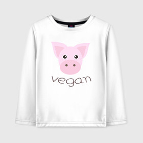 Детский лонгслив хлопок с принтом Pig Vegan в Екатеринбурге, 100% хлопок | круглый вырез горловины, полуприлегающий силуэт, длина до линии бедер | Тематика изображения на принте: green | greenpaece | nature | pig | sport | vegan | yoga | веган | вегетарианец | гринпис | еда | животные | жизнь | здоровье | зеленый | йога | мир | овощи | пища | планета | природа | растение | свинья | спорт | тело | фрукты