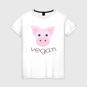 Женская футболка хлопок с принтом Pig Vegan в Екатеринбурге, 100% хлопок | прямой крой, круглый вырез горловины, длина до линии бедер, слегка спущенное плечо | Тематика изображения на принте: green | greenpaece | nature | pig | sport | vegan | yoga | веган | вегетарианец | гринпис | еда | животные | жизнь | здоровье | зеленый | йога | мир | овощи | пища | планета | природа | растение | свинья | спорт | тело | фрукты