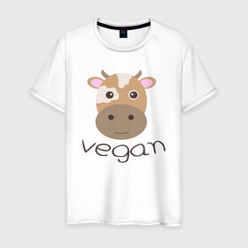 Мужская футболка хлопок с принтом Vegan Cow в Екатеринбурге, 100% хлопок | прямой крой, круглый вырез горловины, длина до линии бедер, слегка спущенное плечо. | cow | green | greenpaece | nature | sport | vegan | yoga | веган | вегетарианец | гринпис | еда | животные | жизнь | здоровье | зеленый | йога | корова | мир | овощи | пища | планета | природа | растение | спорт | тело | фрукты