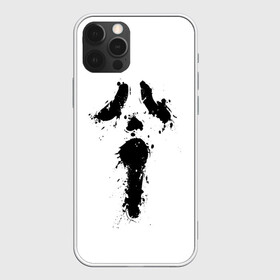 Чехол для iPhone 12 Pro с принтом Крик - Ghost Face в Екатеринбурге, силикон | область печати: задняя сторона чехла, без боковых панелей | Тематика изображения на принте: chill kill | dbd | ghost face | horror | scary movie | scream | scream mask | wasup | wazap | wazup | whats up | вазап | васап | краска | крик | маска крика | очень страшное кино | призрачное лицо | пятна | страшное кино | телефон | триллер | ужа