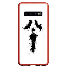 Чехол для Samsung Galaxy S10 с принтом Крик - Ghost Face в Екатеринбурге, Силикон | Область печати: задняя сторона чехла, без боковых панелей | chill kill | dbd | ghost face | horror | scary movie | scream | scream mask | wasup | wazap | wazup | whats up | вазап | васап | краска | крик | маска крика | очень страшное кино | призрачное лицо | пятна | страшное кино | телефон | триллер | ужа