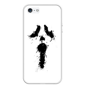 Чехол для iPhone 5/5S матовый с принтом Крик - Ghost Face в Екатеринбурге, Силикон | Область печати: задняя сторона чехла, без боковых панелей | chill kill | dbd | ghost face | horror | scary movie | scream | scream mask | wasup | wazap | wazup | whats up | вазап | васап | краска | крик | маска крика | очень страшное кино | призрачное лицо | пятна | страшное кино | телефон | триллер | ужа