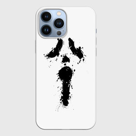 Чехол для iPhone 13 Pro Max с принтом Крик   Ghost Face в Екатеринбурге,  |  | Тематика изображения на принте: chill kill | dbd | ghost face | horror | scary movie | scream | scream mask | wasup | wazap | wazup | whats up | вазап | васап | краска | крик | маска крика | очень страшное кино | призрачное лицо | пятна | страшное кино | телефон | триллер | ужа