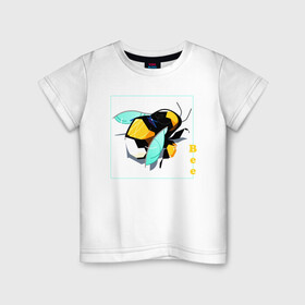 Детская футболка хлопок с принтом Пчелка в Екатеринбурге, 100% хлопок | круглый вырез горловины, полуприлегающий силуэт, длина до линии бедер | Тематика изображения на принте: арт | мед | насекомое | рисунок