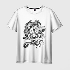 Мужская футболка 3D с принтом Японские рисунки в Екатеринбурге, 100% полиэфир | прямой крой, круглый вырез горловины, длина до линии бедер | девушка | древние боги | змеи | япония