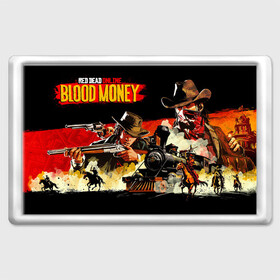 Магнит 45*70 с принтом RDRO: BLOOD MONEY в Екатеринбурге, Пластик | Размер: 78*52 мм; Размер печати: 70*45 | auto | blood | dead | grand | gta | money | rdr | red | redemption | rockstar | theft | гта | деньги | кровавые | рокстар