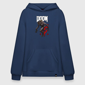 Худи SuperOversize хлопок с принтом DOOM (ЧУДОВИЩЕ) в Екатеринбурге, 70% хлопок, 30% полиэстер, мягкий начес внутри | карман-кенгуру, эластичная резинка на манжетах и по нижней кромке, двухслойный капюшон
 | doom | doom eternal | doom monster | eternal | дум | дуум