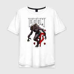 Мужская футболка хлопок Oversize с принтом DOOM (ЧУДОВИЩЕ) в Екатеринбурге, 100% хлопок | свободный крой, круглый ворот, “спинка” длиннее передней части | doom | doom eternal | doom monster | eternal | дум | дуум