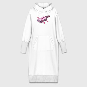 Платье удлиненное хлопок с принтом Аксолотль | Axolotl в Екатеринбурге,  |  | minecraft | аксолотль | морское животное | розовый | рыба