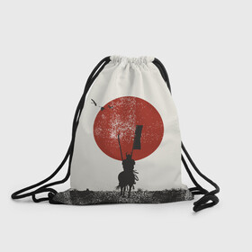 Рюкзак-мешок 3D с принтом Самурай на коне в Екатеринбурге, 100% полиэстер | плотность ткани — 200 г/м2, размер — 35 х 45 см; лямки — толстые шнурки, застежка на шнуровке, без карманов и подкладки | samurai | буси | воин | конь | самурай | философия | япония
