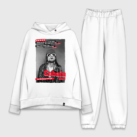 Женский костюм хлопок Oversize с принтом In Memory Of Kurt Cobain в Екатеринбурге,  |  | cobain | grunge | kurt | kurt cobain | nirvana | грандж | кобейн | курт | курт кобейн | нирвана | рок