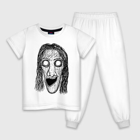 Детская пижама хлопок с принтом Растрепанное лицо в Екатеринбурге, 100% хлопок |  брюки и футболка прямого кроя, без карманов, на брюках мягкая резинка на поясе и по низу штанин
 | dead | ghost | halloween | horror | suspense | vampire | witch | zombie