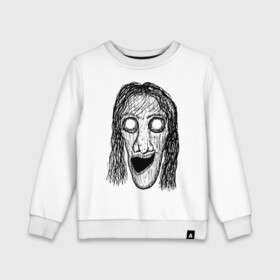 Детский свитшот хлопок с принтом Растрепанное лицо в Екатеринбурге, 100% хлопок | круглый вырез горловины, эластичные манжеты, пояс и воротник | dead | ghost | halloween | horror | suspense | vampire | witch | zombie