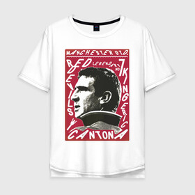 Мужская футболка хлопок Oversize с принтом Эрик Кантона Манчестер Юнайтед в Екатеринбурге, 100% хлопок | свободный крой, круглый ворот, “спинка” длиннее передней части | cantona | кантона | манчестер | ретро | эрик | юнайтед