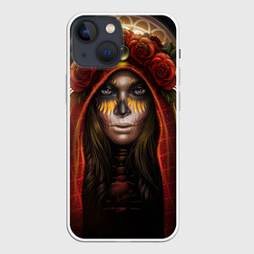 Чехол для iPhone 13 mini с принтом ЦветоЧная Богиня в Екатеринбурге,  |  | богиня | девушка | розы | цветы | шаманка