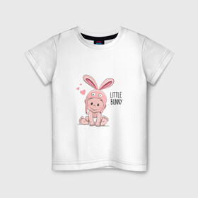 Детская футболка хлопок с принтом Мой зайчонок в Екатеринбурге, 100% хлопок | круглый вырез горловины, полуприлегающий силуэт, длина до линии бедер | little | little bunny | зайчик | малыш | младенец | новорожденный | ребенок