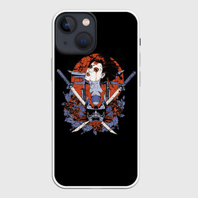 Чехол для iPhone 13 mini с принтом ГеЙша и СамураЙ в Екатеринбурге,  |  | девушка | самурай | япония
