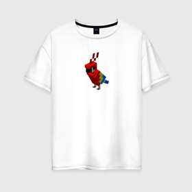 Женская футболка хлопок Oversize с принтом Попугай | Parrot в Екатеринбурге, 100% хлопок | свободный крой, круглый ворот, спущенный рукав, длина до линии бедер
 | minecraft | красный | крылатая | попугай | птица