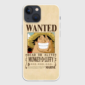 Чехол для iPhone 13 mini с принтом WANTED Monkey D. Luffy в Екатеринбурге,  |  | anime | manga | monkey d. luffy | one piece | аниме | большой куш | ван пис | вон пис | гол д. роджер | кайдо | король пиратов | луфи | луффи | манга | манки д. луффи | нами | нико робин | пират | портгас д. эйс | ророноа зоро