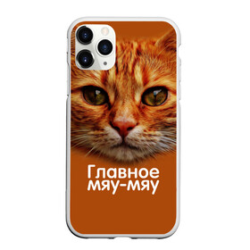 Чехол для iPhone 11 Pro матовый с принтом ГЛАВНОЕ МЯУ-МЯУ в Екатеринбурге, Силикон |  | главное мяу мяу | животные | кот | кошка | мордочка | мяу | рыжий