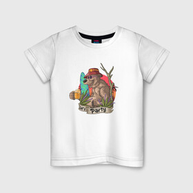 Детская футболка хлопок с принтом Lets Party в Екатеринбурге, 100% хлопок | круглый вырез горловины, полуприлегающий силуэт, длина до линии бедер | bear | вечеринка | иллюстрация | отдых | туристические