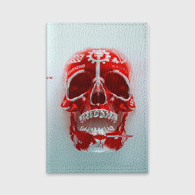 Обложка для паспорта матовая кожа с принтом Fallout Череп в Екатеринбурге, натуральная матовая кожа | размер 19,3 х 13,7 см; прозрачные пластиковые крепления | fallout | банда черепа | красный череп | радиация | фаллаут череп | фвллаут | череп