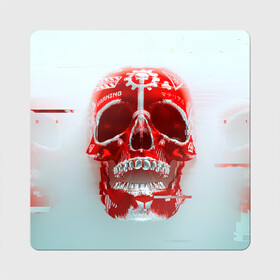 Магнит виниловый Квадрат с принтом Fallout Череп в Екатеринбурге, полимерный материал с магнитным слоем | размер 9*9 см, закругленные углы | fallout | банда черепа | красный череп | радиация | фаллаут череп | фвллаут | череп