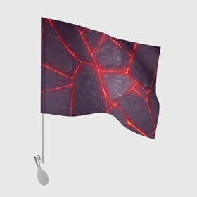 Флаг для автомобиля с принтом ЛАВА ПОД ПЛИТОЙ в Екатеринбурге, 100% полиэстер | Размер: 30*21 см | лава | неон | плиты | текстура | трещина