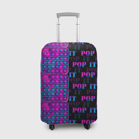 Чехол для чемодана 3D с принтом POP it NEON в Екатеринбурге, 86% полиэфир, 14% спандекс | двустороннее нанесение принта, прорези для ручек и колес | neon | pop it | антистресс | игрушка | неон | поп ит | пузырчатая плёнка | пупырка