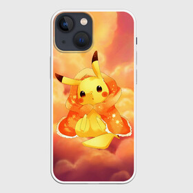 Чехол для iPhone 13 mini с принтом Пикачу на облачках в Екатеринбурге,  |  | anime | picachu | pikachu | аниме | милый | пика | пикачу | покебол | покемон